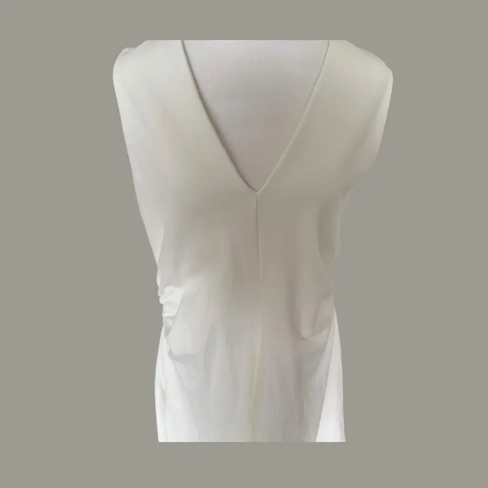 COS Gathered Asymmetric White Midi Dress M - Picture 4 of 13